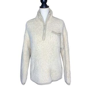 Aerie Wm’s Sz Sm Cream Beige Fuzzy Quarter Zip Pull Over Sweater Jacket